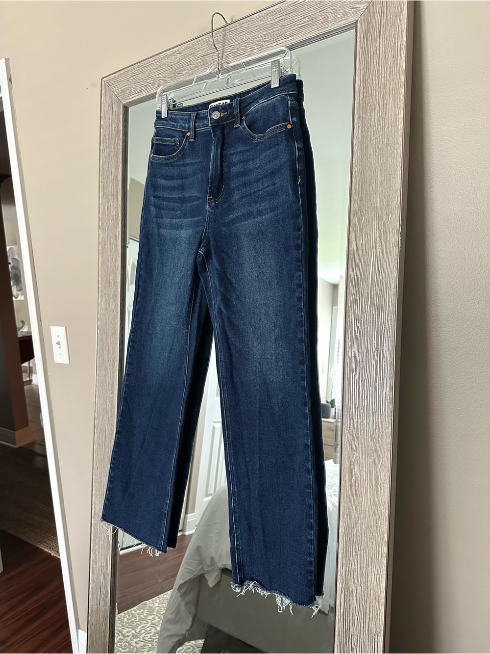 Bayeas Nordstrom Women's High Rise Straight Leg Jeans, Stretch Raw Hem Size 28 6